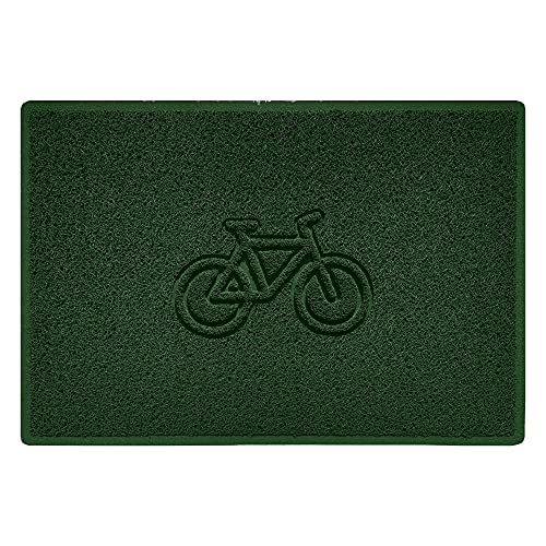 Nicoman Bike Embossed Shape Door Mat Dirt-Trapper Washable Barrier Doormat-(Use Indoor or Sheltered Outdoor)-(90x60cm/3x2ft,Large) Green