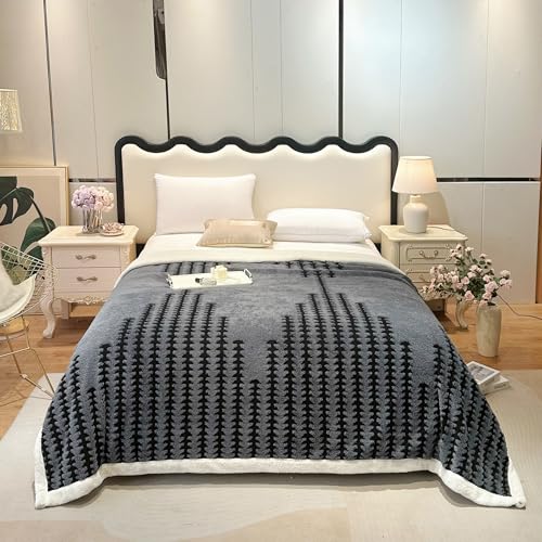 LEVINIS Boho Sherpa Throw Blanket 60'' ?? 80'', Sherpa Fleece Blankets for All Season, Southwestern Aztec Native American Cozy Blanket for Bed/Couch/Sofa/Office/Camping, Dark Grey