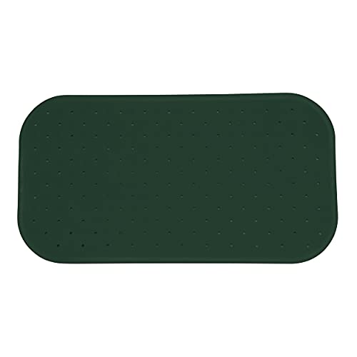 MSV Premium Shower Mat Bath Mat Antibacterial Non-Slip with Suction Cups Dark Green Roses 36 x 76 cm Washable at 60 °C