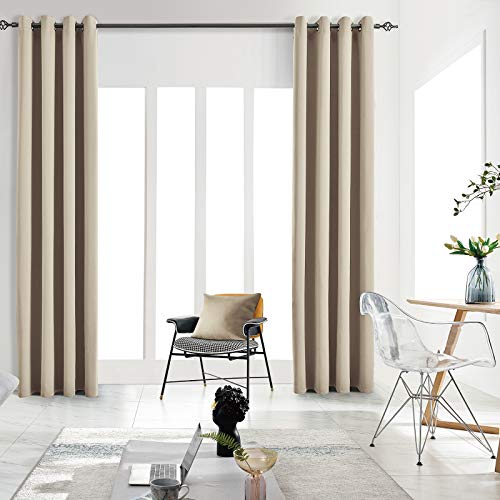 JSFLY Blackout Curtains for Bedroom 2 Panels 62 W x 106 L inch Long Beige - Thermal Insulated Light Blocking Room Darkening Curtains Solid Grommet Window Drapes for Living room