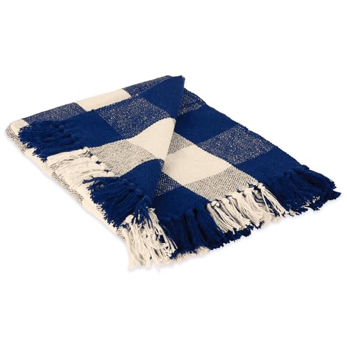 DII Camping BBQ's Beaches Everyday Blanket, Navy & Off-White, 50 x 60 Inches