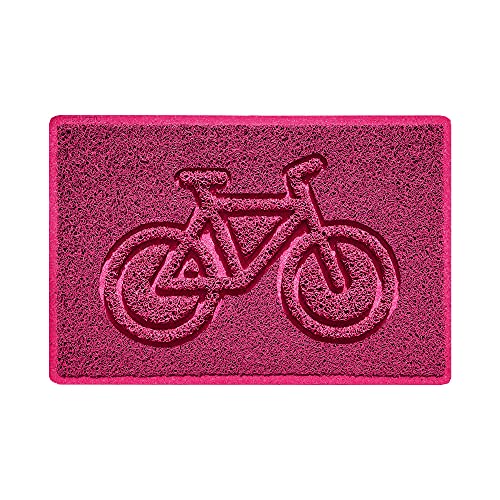 Nicoman Bike Embossed Shape Door Mat Dirt-Trapper Jet-Washable Doormat-(Use Indoor or Sheltered Outdoor)- (60x40cm/23.6x15.7inches, Small) Pink