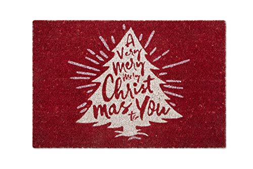 Excelsa Merry Christmas Entrance Mat, Coconut Fibre, Red, 40 x 60 cm