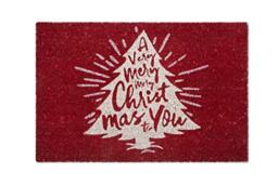 Excelsa Merry Christmas Entrance Mat, Coconut Fibre, Red, 40 x 60 cm