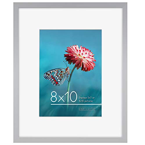 Americanflat Aluminium Photo Frame 42 x 60 cm Silver – Wall Frame 42 x 60 cm with Mount or 50 x 70 cm Without Mount – Durable Glass and Integrated Wall Hook