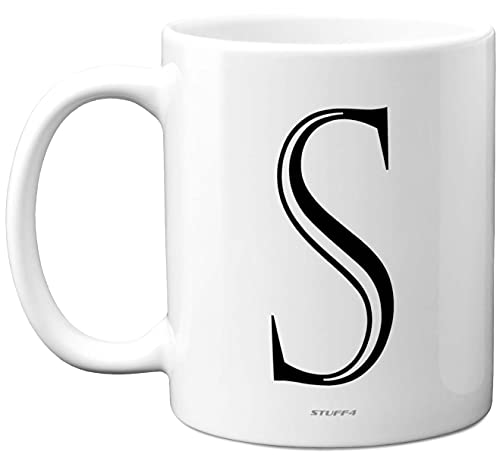 Stuff4 Personalised Alphabet Initial Mug - Letter S Mug, Gifts for Him Her, Fathers Day, Mothers Day, Birthday Gift, 11oz Ceramic Dishwasher Safe Anniversary, Valentines, Christmas, Retirement