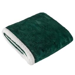 furn. Festive Time Throw – Winter Embossed Soft Sherpa Fleece Decorative Christmas Blanket (Emerald - 140x180cm)