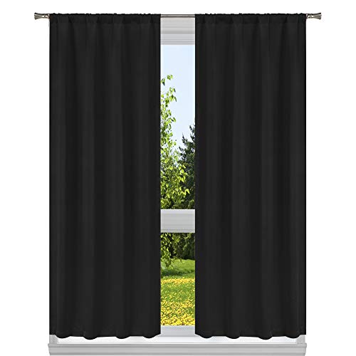 Blackout 365 Room Darkening Blackout Curtain Set, Black, 38x84