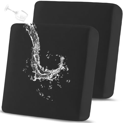 TOPYUMH Waterproof Couch Cushion Covers Sofa Seat Covers, Stretch Individual Sofa Cushion Covers for Sectional, Reversible Couch Protector Covers for Pets (2-Piece Loveseat Cushion Cover, Black)