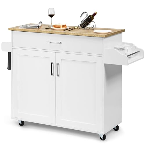 GiantexUK Kitchen Island Cart (White, 116 x 40 x 85 cm)