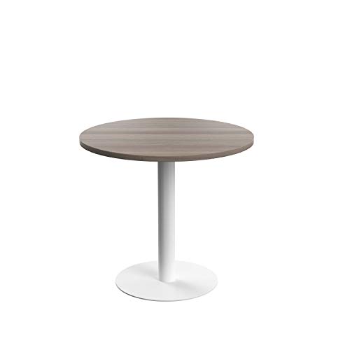 Office Hippo Circular Office Table, Sturdy & Robust Mid-Height Table Desk, Circular Work Table For Home Office, Versatile Desk Table For Canteen, Reception Area, 5 Year Guarantee - Grey Oak/White