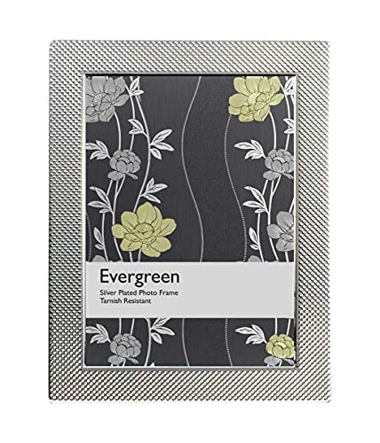"Evergreen Premium Silver Plated Photo Frame, Full Pin Dot Pattern Free Standing or Wall Hung. Landscape Or Portrait 4""x6"" [10x15cm]"