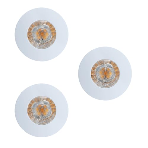 Eglo Set of 3 Recessed Spotlights Margo, Outdoor Ceiling Spotlights, Aluminium Cast in White, Frosted Glass White, Warm White, Ø 8.4 cm