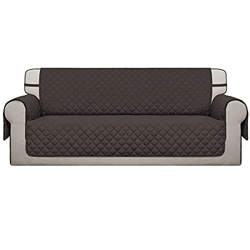 Easy-Going Sofa Slipcover Reversible Oversized Sofa Cover Water Resistant Couch Cover with Foam Sticks Elastic Straps Furniture Protector for Pets Children Dog (Oversized Sofa, Chocolate/Chocolate)
