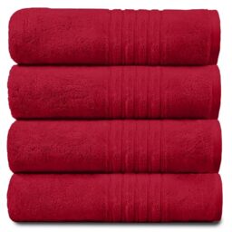 GC GAVENO CAVAILIA New Hampton Pack of 4 Bath Towel Set, 100% Ringspun Cotton, Extra Absorbent 450 GSM Luxury Bath Sheets, Red, 4PK