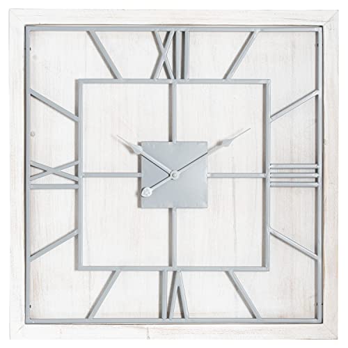 Hill Interiors Williston Square Wall Clock (90cm x 5cm x 90cm) (White/Silver)