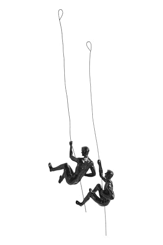 JOTEX Human Climbers Decorative Figures, Set of 2 Gymnasts for Wall Decoration, Rust Brown - Black, 18 x 21 x 8 cm