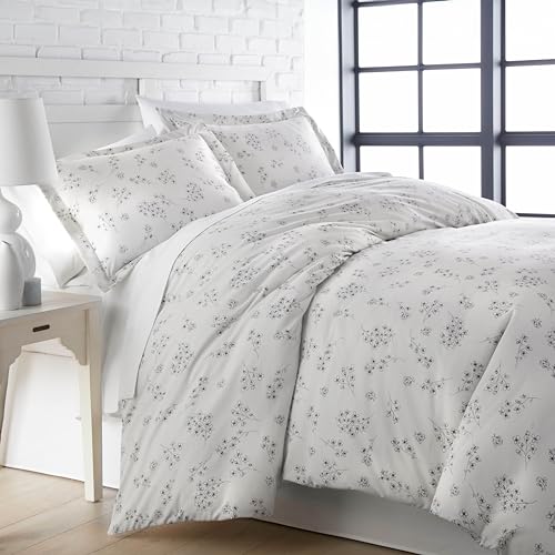 Southshore Fine Living, Inc. Hotel Quality Floral Duvet Cover King Size/Cal King Duvet Cover Set, Easy Care Microfiber, Pet Hair Resistant Bedding, Oeko-Tex - 2 Shams, No Insert - Sweet Florals Grey