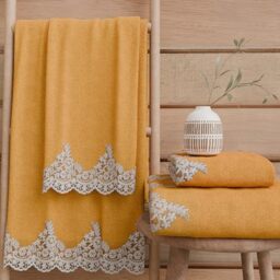 PETTI Artigiani Italiani - 100% Cotton Terry Bath Towels, 1+1 Towel Set, 2 Pieces 1 Face Towel and 1 Hand Towel, Orange