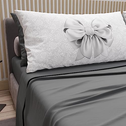 PETTI Artigiani Italiani - Cotton Sheets with Pillowcases in Digital Print, Pizza and a Half Bed Set, Dark Grey, 100% Made in Italy