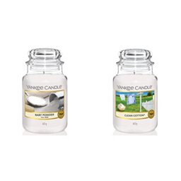 Yankee Candle Scented Candle - Clean Cotton Large Jar Candle - Long Burning Candles: up to 150 Hours & Scented Candle - Baby Powder Large Jar Candle - Long Burning Candles: up to 150 Hours