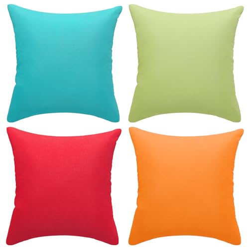 fauson Outdoor Pillows 18x18 Set of 4 Outdoor Pillows Waterproof Decorative Square Outdoor Pillow Covers for Patio Funiture Garden for Patio Funiture
