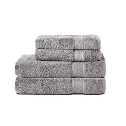Komfortec Set of 4 100% Cotton Towels 470 g/m², 2 Bath Towels 70 x 140 cm and 2 Hand Towels 50 x 100 cm, Soft Terry Towelling, Large Size, Silver Grey