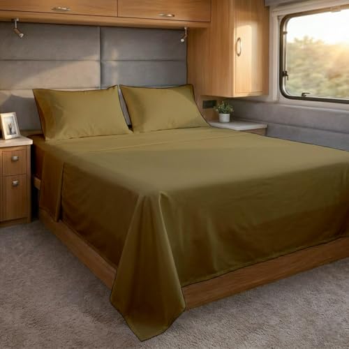 "Rv King Sheets 72 X 80 -Rv King Sheets Cotton,4 Pcs Cotton Bed Sheet Set to Fit Upto 15"" Deep Mattress : Rv King72 X 80"" -Taupe Solid"