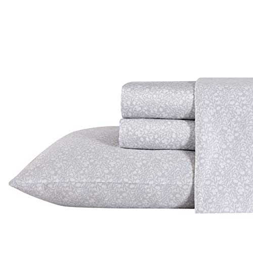 Laura Ashley Home - King Sheets, Soft Sateen Cotton Bedding Set - Sleek, Smooth, & Breathable Home Decor, Grey