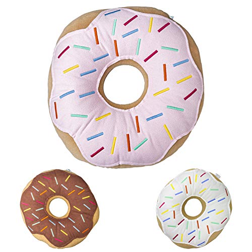"Mabel Home Throw Pillow 14"", Donut, 3D Digital Print Decorative Comfortable Soft Plush Funny Food Shaped Pillow, Seat Pad Cushion for Couch, Chair, Floor, Sofa (Pink)"