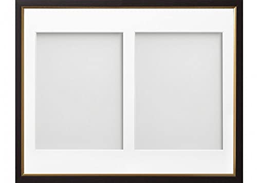 Frame Company Drayton Multi Aperture Photo Frame, Black with Gold Inset, 14x11 for 8x6 inch (x2)