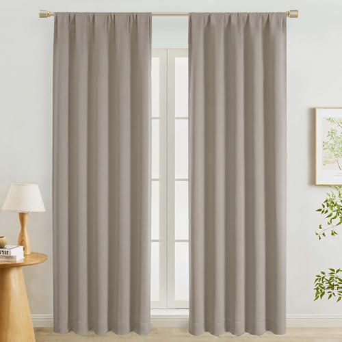 "Lecloud Stone Curtains for Bedroom 90 Inches Long 2 Pcs, Room Darkening Modern Living Room Curtains for Dining Room, Rod Pocket Thermal Insulated Window Treatments Drapes, Each Panel 50"" W x 90"" L"