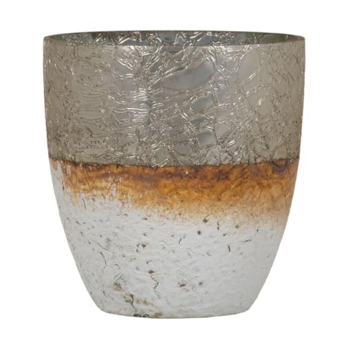 Candle Holder 16 x 16 x 15 cm Glass Grey White