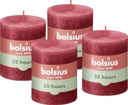 Bolsius Rustic Pillar Candles, Ivory, Pack of 4, 8 x 7 cm, Decorative Household Candles, Burning Length Time 35 Hours, Unscented, Natural Plant Wax, Without Palm Oil
