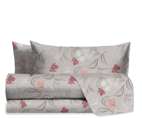 hermet Laura Biagiotti Cotton Double Bed Sheet Set, Patterned Bed Set, 100% Cotton, Top Sheet + Fitted Sheet + Pair of Pillowcases