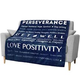 PAVILIA Healing Blanket, Get Well Soon Gift Blanket for Women, Men - Warm Hugs Inspirational Gift, Soft Fleece Throw with Positive Energy, Comfort, Love for Recovery (50x60, Navy Blue)