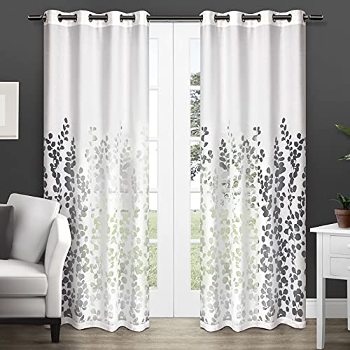 Exclusive Home Curtains Wilshire Sheer Grommet Top Panel Pair, Winter White, 54x84, 2 Piece