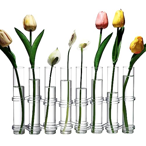 Dinyeo Hinged Flower Vase Small Glass Foldable Test Tube Vase Propagation Station for Plant.(8 Pcs)