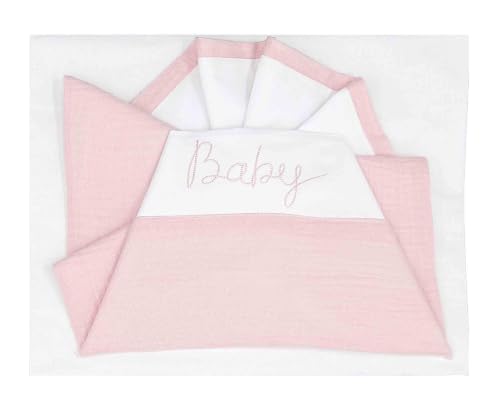 ANDY & HELEN?? Cot and Pram Fitted Sheet 3 Piece Set: Top Sheet, Fitted Sheet and Pillowcase, 100% Cotton, Pink