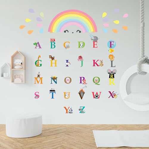 Colourful Rainbows, Alphabet, Education, Nursery, Babyroom, Kids, Cute Kidsroom, Girl, Modern, Children Wall Stickers, Room Decoration