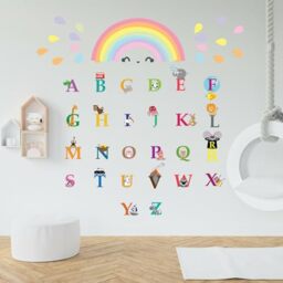 Colourful Rainbows, Alphabet, Education, Nursery, Babyroom, Kids, Cute Kidsroom, Girl, Modern, Children Wall Stickers, Room Decoration