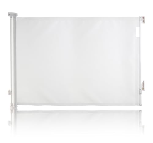 Dreambaby Glide N Hide 90cm Extra Tall, 140cm Wide Retractable Baby Gate - Ideal for Stairs, Doorways & Halls, Durable Mesh, EZY-Check Indicator, Dog & Pet Fence