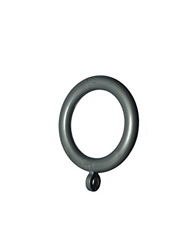 Merriway BH03135 (24 Pcs) Plastic Curtain Drapery Pole Rod Rings with Fixed Eye, Inner Diameter 37mm (1.1/2 inch) Outer Diameter 50mm (2 inch) Grey - Pack of 24 Pieces