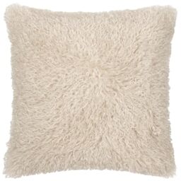 furn. Rowan Polyester Filled Cushion – Soft Faux Fur Mongolian Style Decorative Cushion with Velvet Reverse (Natural - 50x50cm)