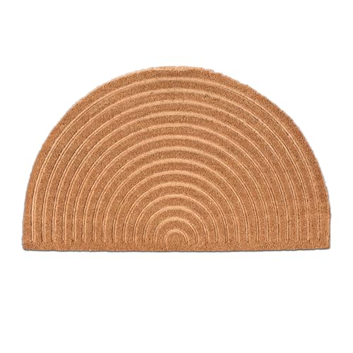 Relaxdays Coir Doormat, Semicircular, Rainbow Design, 75 x 45 cm, Indoor & Outdoor, Non-Slip Welcome Mat, Natural/White, 70% coconut 30% plastic