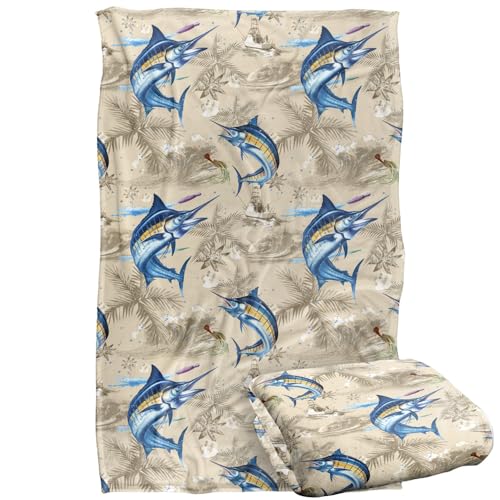 Jq Licensing - Jl-Jp-Jq Marlin Tiki Fishing Pattern Silky Touch Super Soft Throw Blanket 91 x 147 Cm