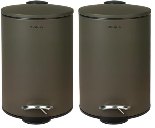 blomus Tubo Pedal Bin Made of Powder-Coated Steel, Tarmac, 3 L Capacity, Smart Close System, Removable Bucket, Exclusive Bathroom Accessory (H x W x D: 24.5 x 17 x 17 cm, Tarmac, 69159) (Pack of 2)
