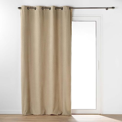 Douceur d'Intérieur, Wooly Curtain with Eyelets 140 x 240 cm Beige Plain