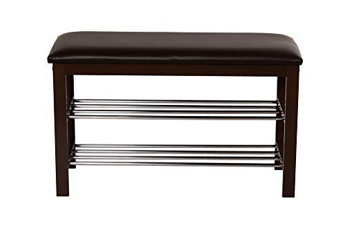 ASPECT 3-Tier Storage Shoe Rack/Bench with Seat Cushion (Brown), 80 x 30 x 49 cm