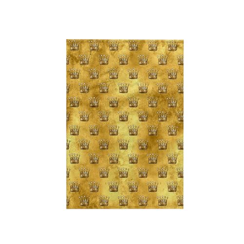 3dRose Towel, Black and Image of Watercolor Gold Royal Crown Pattern